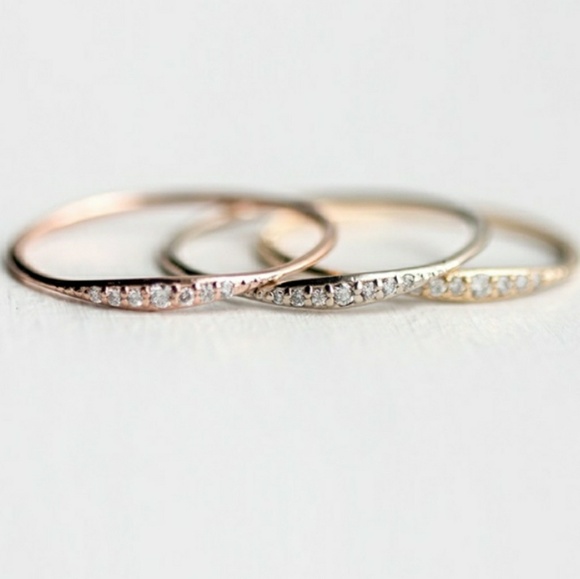 Jewelry - Brand New Gold or Silver CZ Stacking Pave Ring